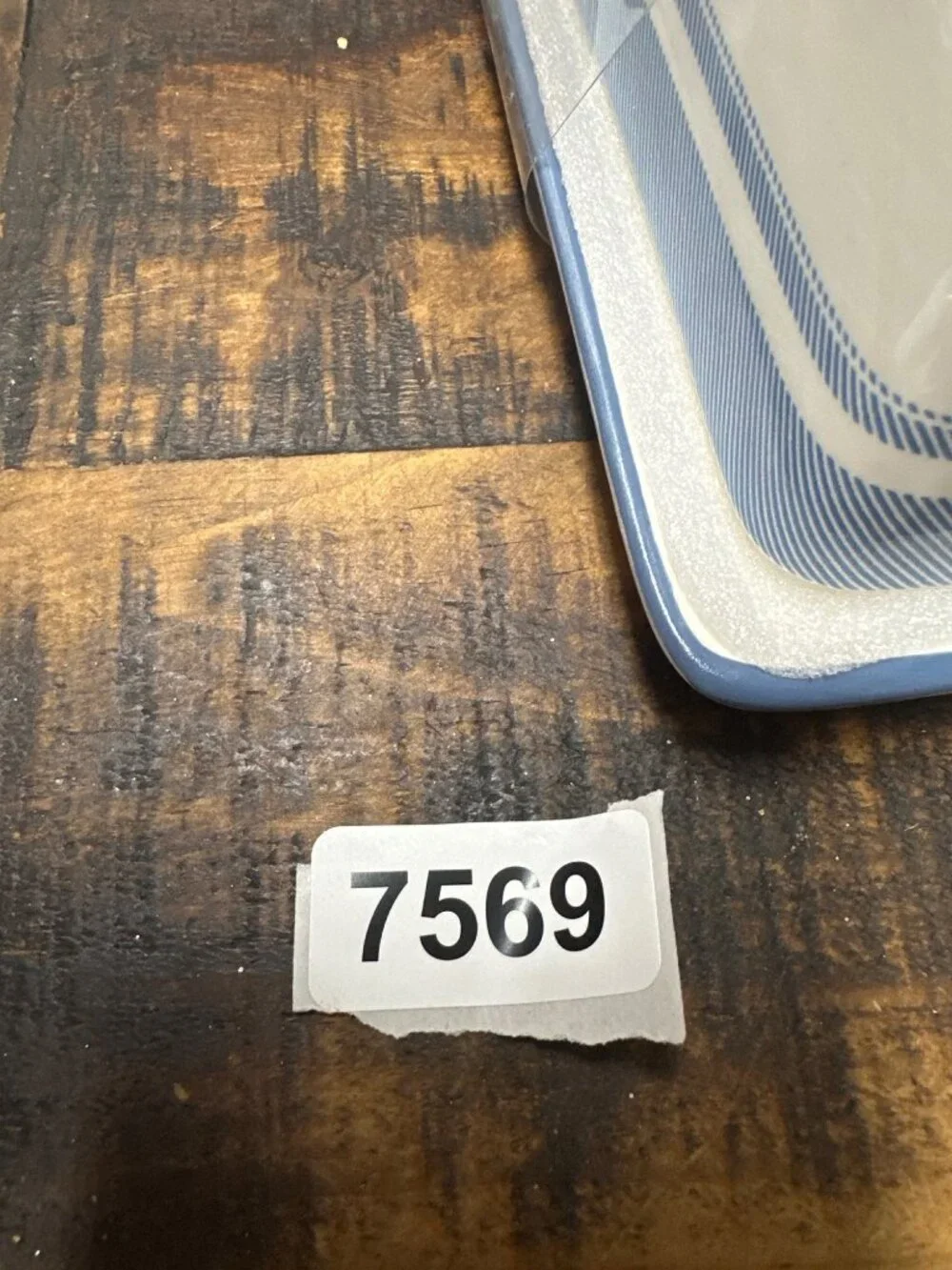 Butter dish dairy. Kitchen blue and white features fluted detail script butter
